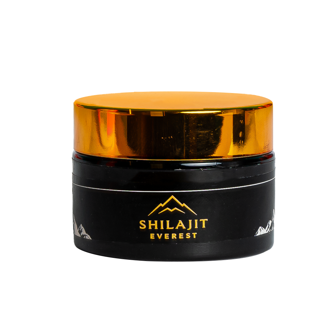 Shilajit Everest premium black jar with gold lid